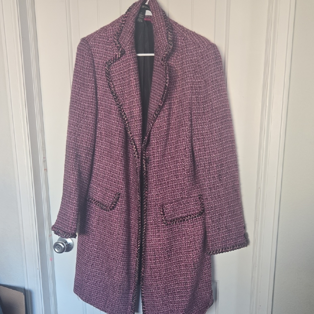 Lane Bryant Pink Tweed Coat – Size 14 – Classic Bouclé Style
